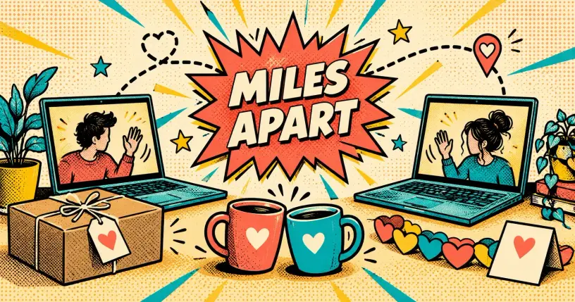 Retro-comic cartoon hero banner for long distance date ideas