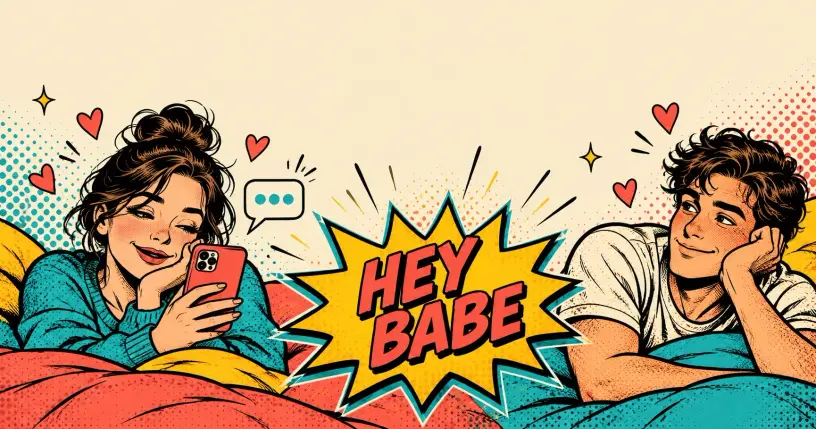Retro-comic cartoon hero banner for nicknames for boyfriend