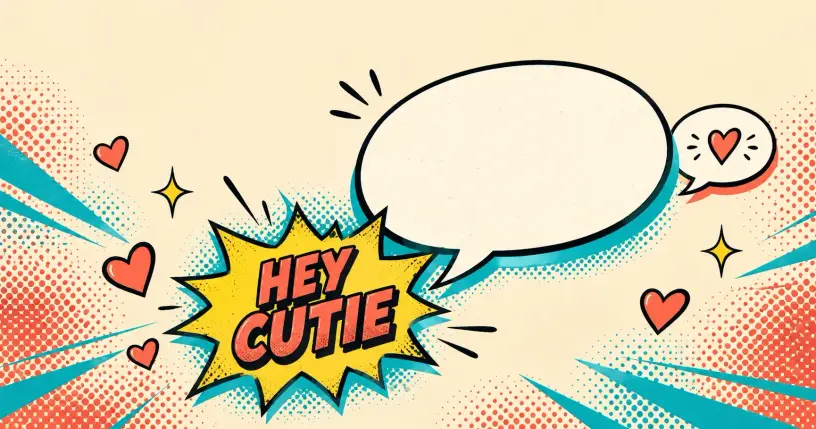 Retro-comic cartoon hero banner for nicknames for girlfriend
